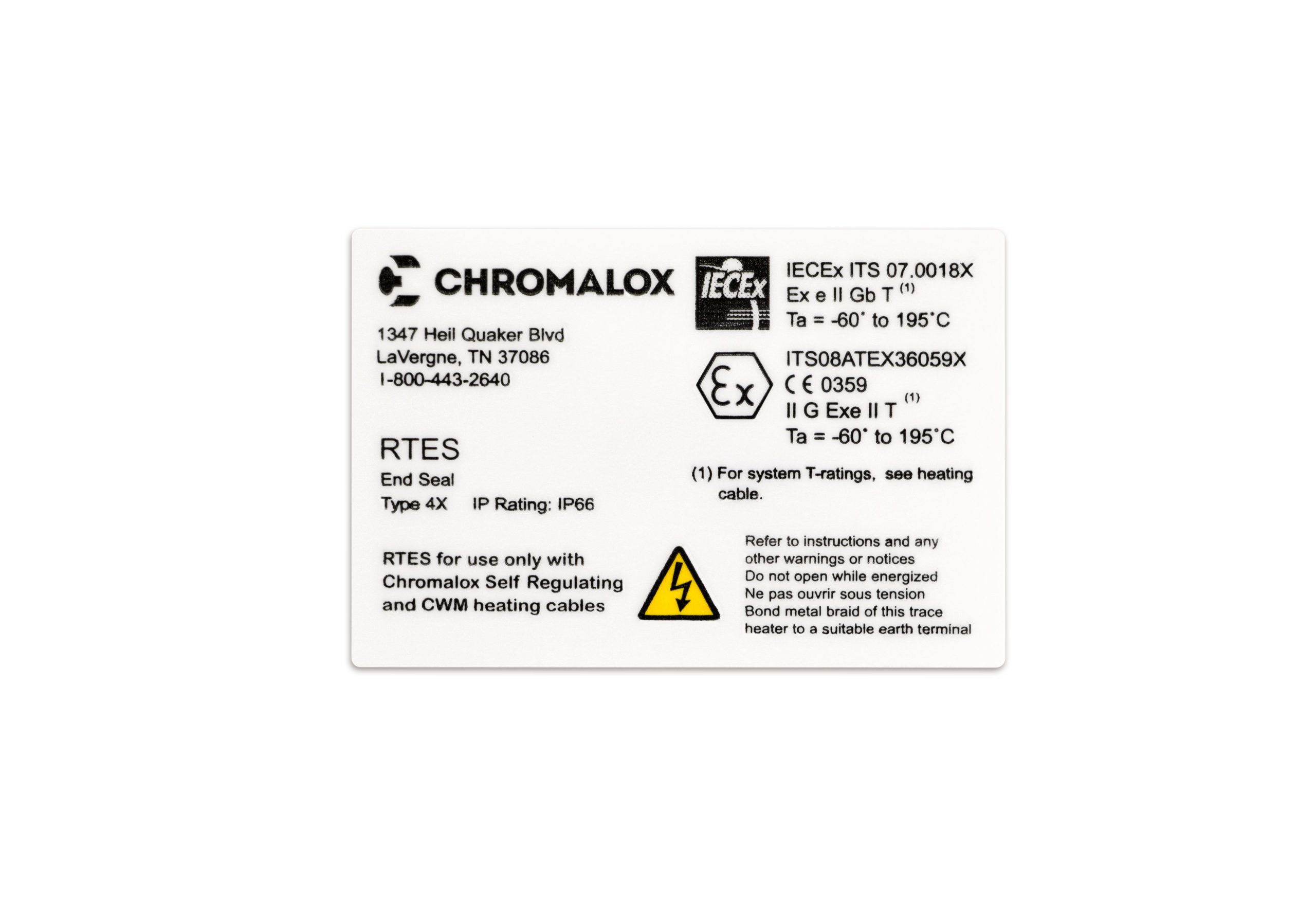 Chromalox label