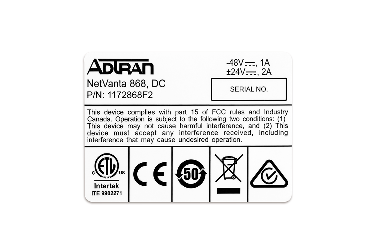 Custom Industrial Sticker for ADTRAN
