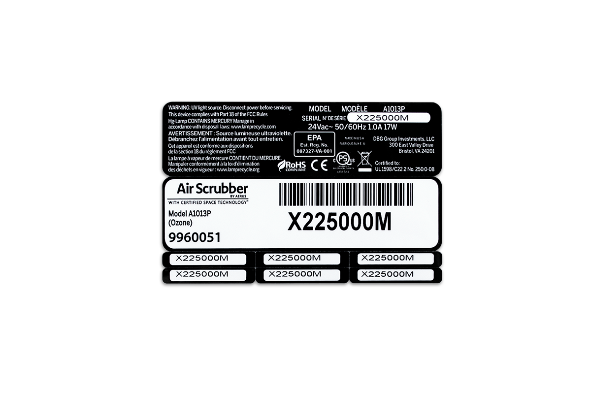 AirScrubber ROHS label