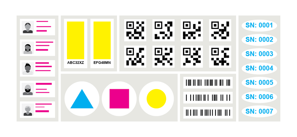 various barcodes and variable printing illustration